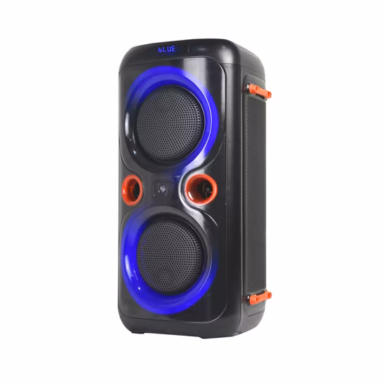 Altoparlante per feste OEM Bluetooth professionale DJ Karaoke Altoparlante per scatole per feste attivo portatile ricaricabile senza fili con luce da discoteca a LED
